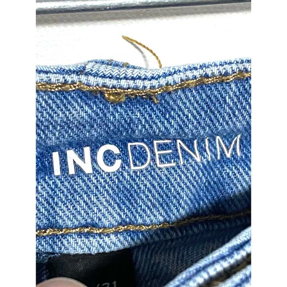 INC Denim High Rise Jean Shorts Womens 12/31 Frayed Cut Off Boho Stretch Summer - Picture 5 of 8